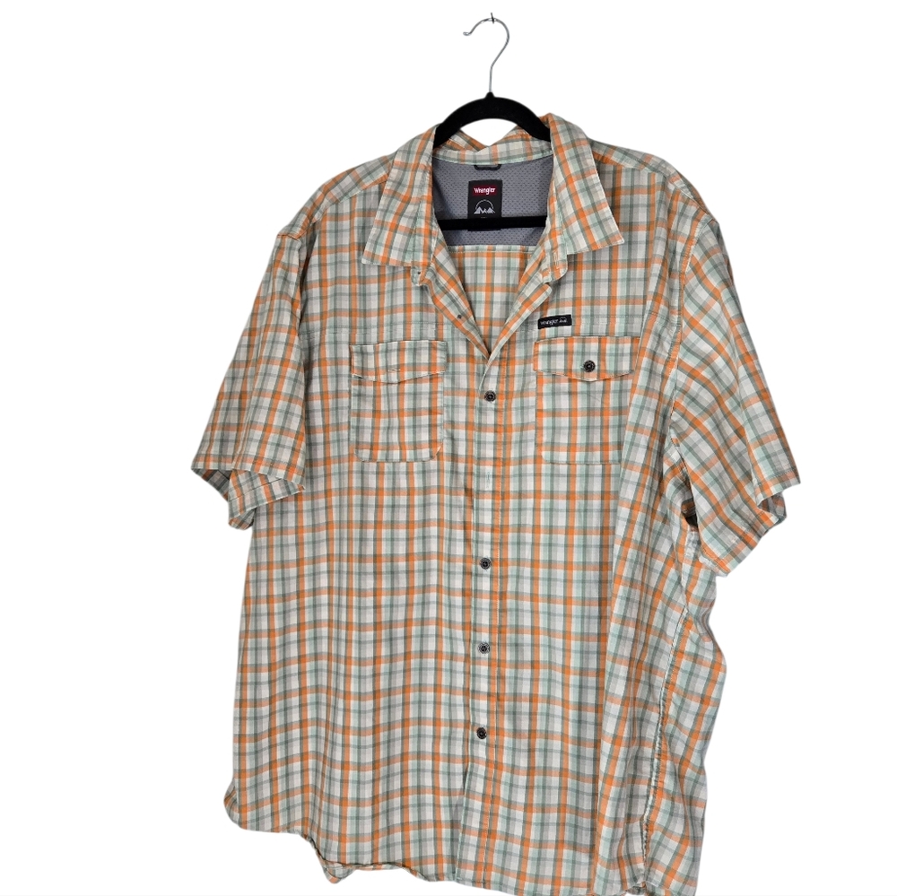 Wrangler Orange and Gray Plaid Button Down Shirt Sze 3XL